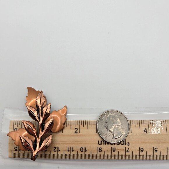 Vtg Brooch Leaf Copper Matisse Renoir Autumn Fall Whimsigoth Fairy Cottage Pin - Picture 4 of 10
